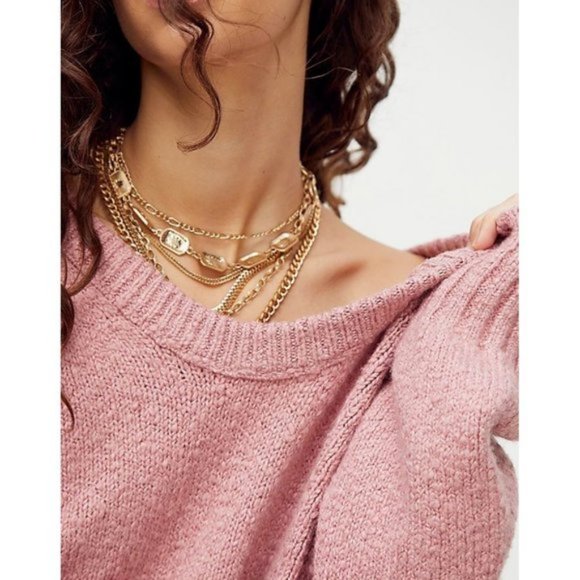 NEW Free People Brookside Tunic Sweater Pink $128 - Picture 4 of 11